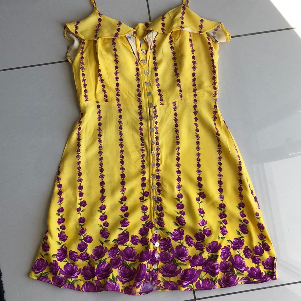 Yellow and purple dress